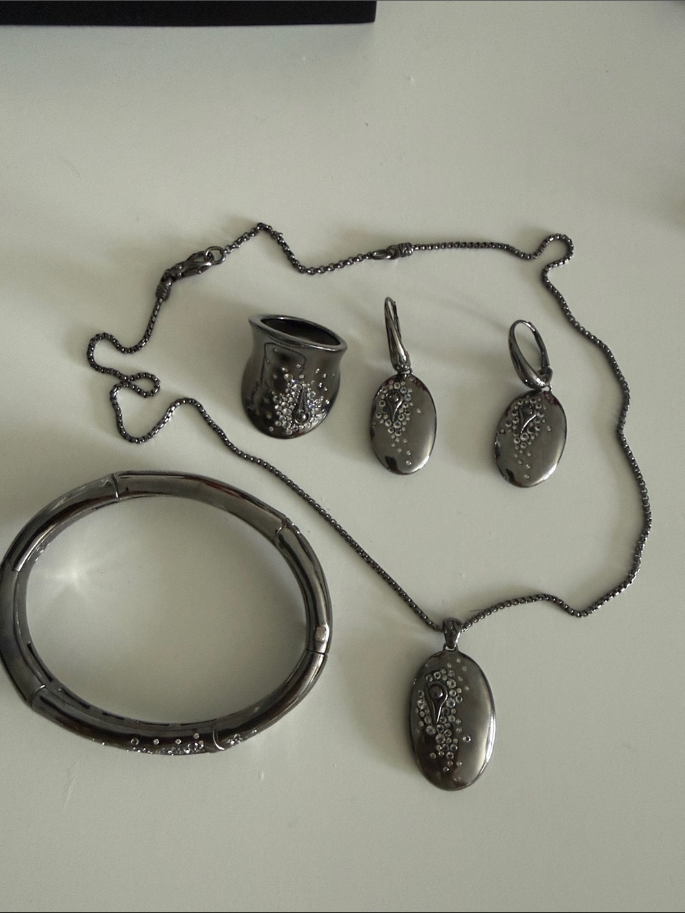 John Hardy Blackened Sterling Silver Bamboo Set